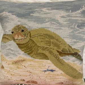Needlepoint turtle pillow